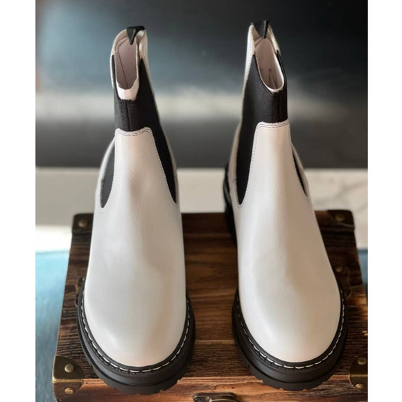 Marc Fisher Patrick Chelsea Lugsole Booties in White Leather - Picture 2 of 10